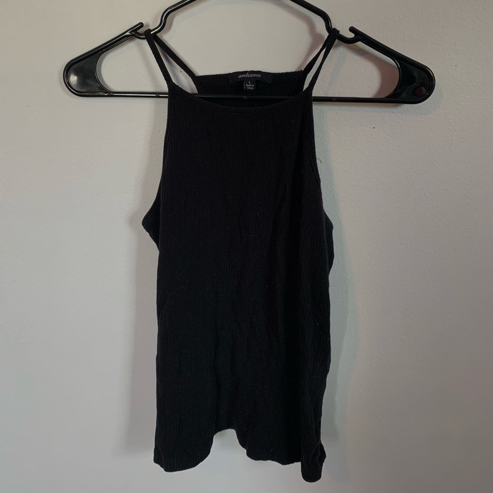 high neck spaghetti strap tank top